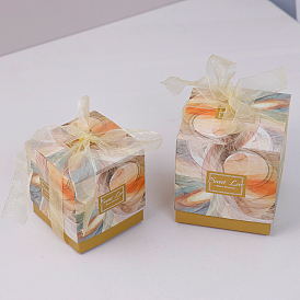 Square Cardboard Packaging Box, Candle Packaging Gift Box with Ribbon