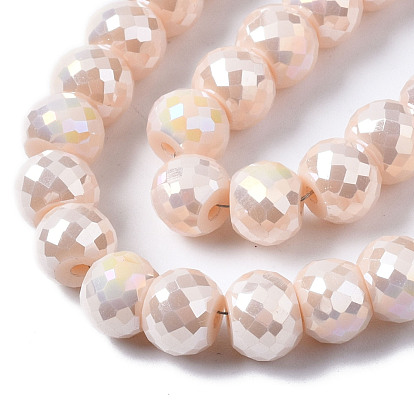 Perles en verre electroplate, de couleur plaquée ab , facette, ronde