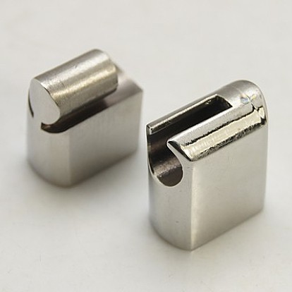 304 Stainless Steel Magnetic Clasps with Glue-in Ends, Rectangle, 23x13x8mm, Hole: 11x6mm