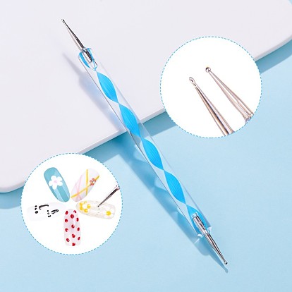 Двойные различные инструменты для ногтей для ногтей, uv гель для ногтей, пластиковая ручка и ручка из нержавеющей стали