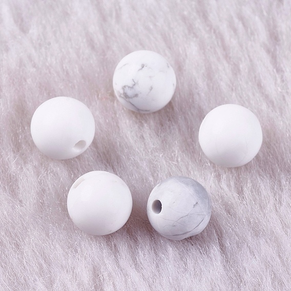 Perlas naturales howlite, medio-perforado, rondo