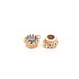 Brass Micro Pave Cubic Zirconia Charms, Nickel Free, Real 18K Gold Plated, Faceted Flat Round
