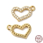 925 Sterling Silver Micro Pave Cubic Zirconia Charms, Asymmetrical Heart Charm