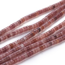 Natural Strawberry Quartz Beads Strands, Heishi Beads, Flat Round/Disc