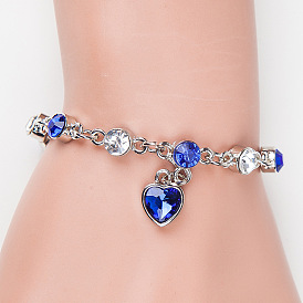 Ocean Heart Crystal Bracelet with Peach Heart Diamond for Women's Fashion Accessories