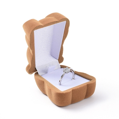 Boîtes à bijoux en velours en forme d'ours, étui de rangement pour organisateur de boîte à bijoux portable, pour collier de boucles d'oreilles