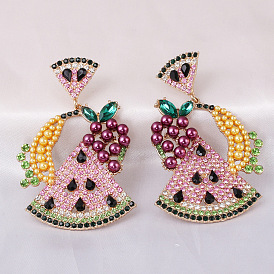 Sparkling Watermelon Earrings and Pendant Set - Unique Fruit Jewelry for Women