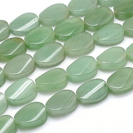 Aventurine Twist Bead Strands, Oval, 18x13x5mm, Hole: 1.5mm, about 22pcs/strand, 15.7 inch