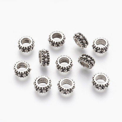 Tibetan Style Alloy European Beads, Large Hole Wheel Beads, Cadmium Free & Lead Free, 9x4.5mm, Hole: 4.5mm, about 1136pcs/1000g