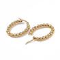 201 Stainless Steel Round Beaded Oval Hoop Earrings with 304 Stainless Steel Pins for Women