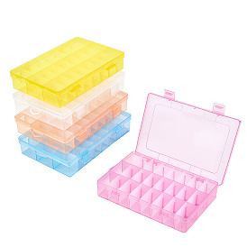 Plastic Removable Bead Containers, with Lid, 24 Compartments, Rectangle