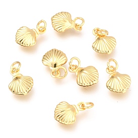 Brass Charms, Long-Lasting Plated, with Jump Ring, Shell