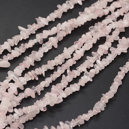 Croustilles rose naturelle perles de quartz brins, 3~8x3~12x3~5mm, Trou: 1mm, environ 32 pouce