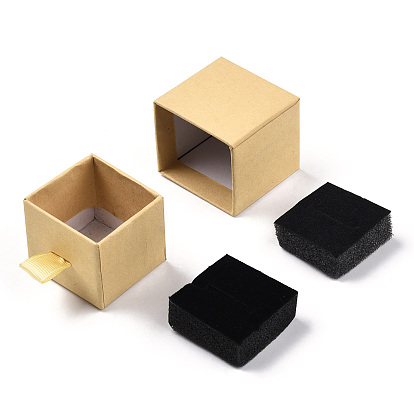 Картонные коробки ювелирных изделий, Для кольца, с губкой внутри, квадратный