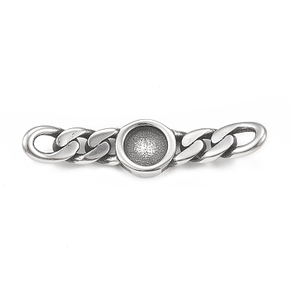 Tibetan Style 304 Stainless Steel Connector Charms, Flat Round with Anchor Pattern