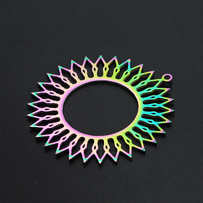 Placage ionique (ip) 201 pendentifs en acier inoxydable, Coupe au laser, soleil