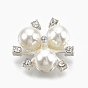Alloy Cabochons, with Rhinestone and ABS Plastic Imitation Pearl, Flower