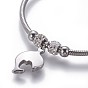 304 Stainless Steel Charms Bangles, with Polymer Clay Rhinestone and Magnetic Clasps, Dolphin