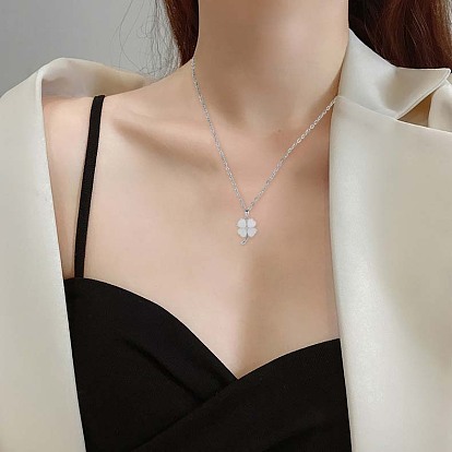 Ожерелье с подвеской из натурального белого нефрита и клевера, 925 ювелирные изделия из стерлингового серебра для женщин