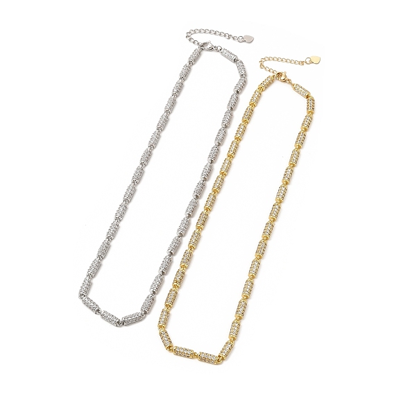 Collier de chaîne à maillons de colonne de zircone cubique clair, bijoux en laiton de placage de rack pour les femmes, sans cadmium et sans plomb