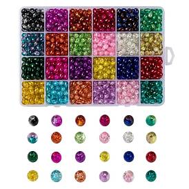 24 couleurs perles de verre craquelées transparentes, ovale