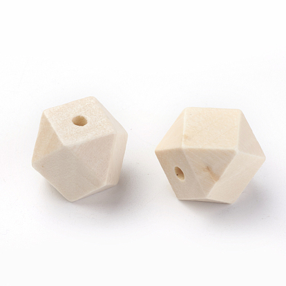 Unfinished Wood Beads, Natural Wooden Beads, Polygon