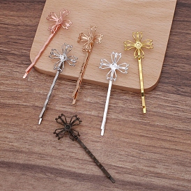 Железная фурнитура шпильки для волос, с цветочной фурнитурой из латуни