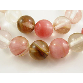 Tigerskin perles de verre, ronde, colorées, perles: 10 mm de diamètre, trou : 1 mm. 16 pouce/brin, 38 pcs / chapelet
