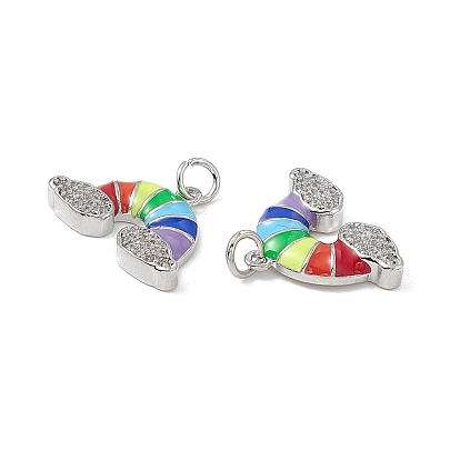 Micro latón allanan encantos de circonio cúbico, con esmalte, con anillo de salto, colgante de arcoiris con nube