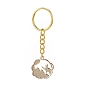 6Pcs 6 Styles Alloy Enamel Pendants Cat Keychain, with Iron Split Key Rings, Flat Round with Cat