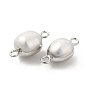 Encantos de conector de perlas naturales, enlaces ovales, con bucles dobles de latón