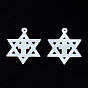 Natural Freshwater Shell Pendants, for Jewish, Star of David with Cross