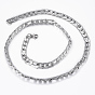 Colliers de chaîne figaro en acier inoxydable pour hommes à la mode et ensembles de bijoux de bracelets, avec fermoir pince de homard