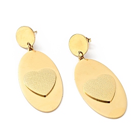 Boucles d'oreilles pendantes ovales avec cœur avec 316 épingles en acier inoxydable, placage sous vide 304 bijoux en acier inoxydable pour femmes