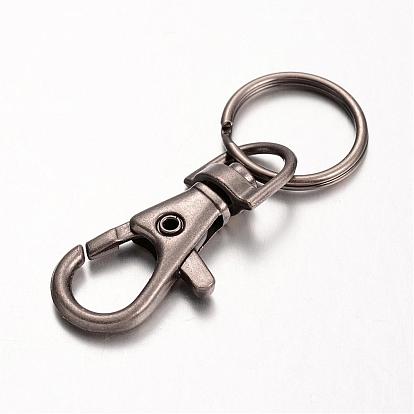 Alloy Keychain Clasp Findings, with Iron Split Key Rings, 54mm