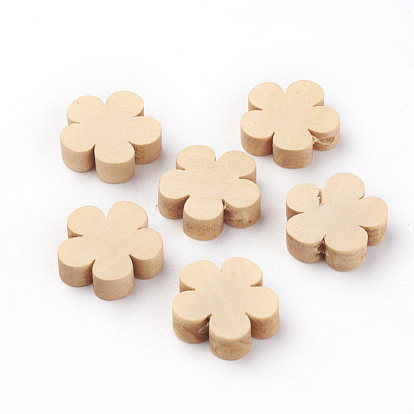 Unfinished Maple Wood Beads, Natural Wooden Beads, Flower