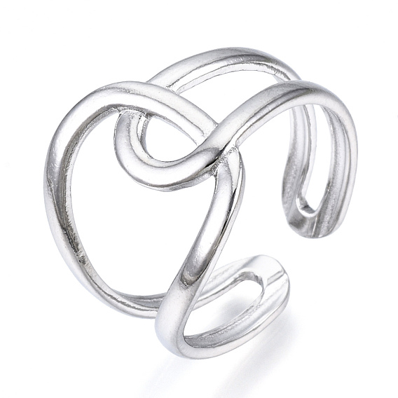 304 Stainless Steel Knot Open Cuff Ring, Hollow Chunky Ring for Women