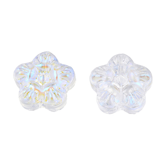 Transparent Electroplate Glass Beads, AB Color Plated, Flower