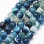 Faceted Natural Agate Beads Strands, Dyed, Round, Grade A