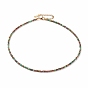 Стекло бисера ожерелья, с 304 из нержавеющей стали Lobster Claw застежками, рондель, золотые