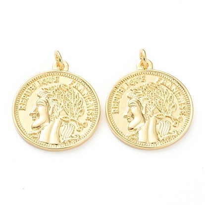 Brass Pendants, Long-Lasting Plated, Coin