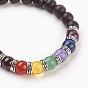 Natural Gemstone Stretch Bracelets, with Natural Sandalwood Beads and Tibetan Style Spacer Beads