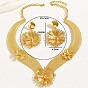 Flower Iron Wedding Jewelry Sets for Women, Dangle Stud Earrings & Torques Necklaces