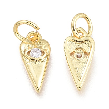 Micro cuivres ouvrent pendentifs zircone cubique, avec anneau de saut, coeur avec des yeux, réel 18 k plaqué or