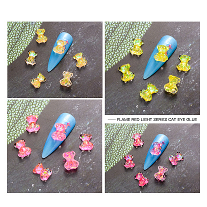 Accessoires nail art de décoration, avec cabochons en résine et perles de verre sans trou, puce et ours