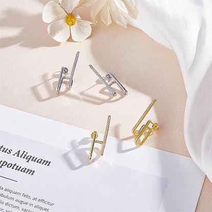 Серьги-гвоздики медь+циркон для женщин, серьги неправильной геометрической формы с инкрустацией из прозрачных бриллиантов, однорядные волнистые линии, персонализированные украшения для ушей
