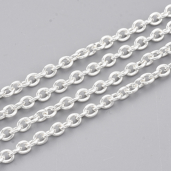 304 Stainless Steel Cable Chains, Unwelded, with Spool, Oval