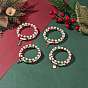 2 шт. 2 стильные браслеты из стеклянных жемчужин и лэмпворк, украшенные бусинами, эластичные браслеты с эмалью из сплава, рождественские подвески для женщин