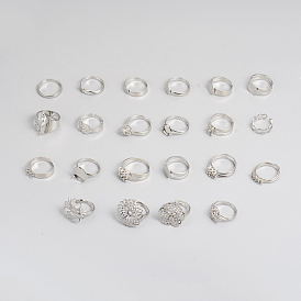 Composant d'anneau réglable en laiton, Paramètres de bague en filigrane et paramètres de bague de coussin et base de bague en boucle, forme mixte