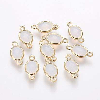 Oval Faceted Golden Brass Opalite Links Connectors